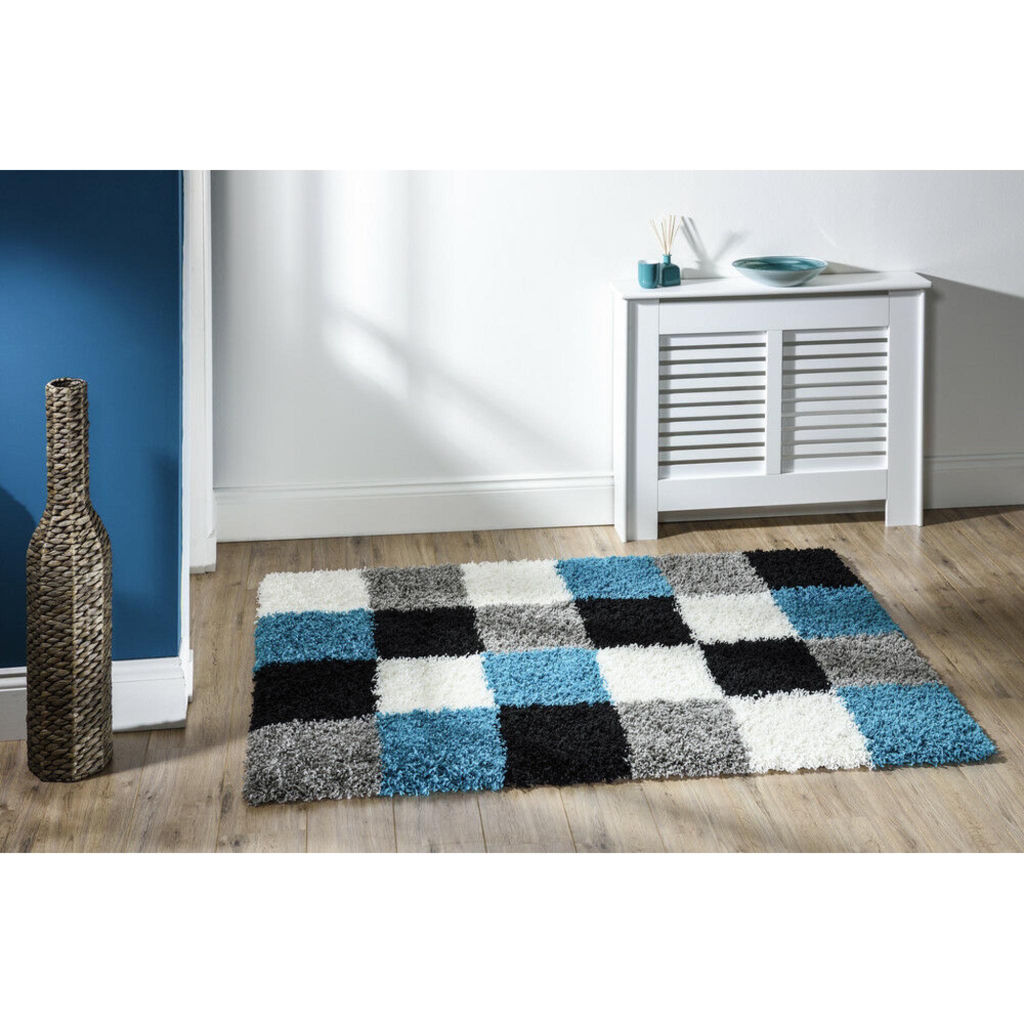 Modern Quality Large Thick Shaggy Blue Grey Rug 160 x 230 cm (5'3"x7'7