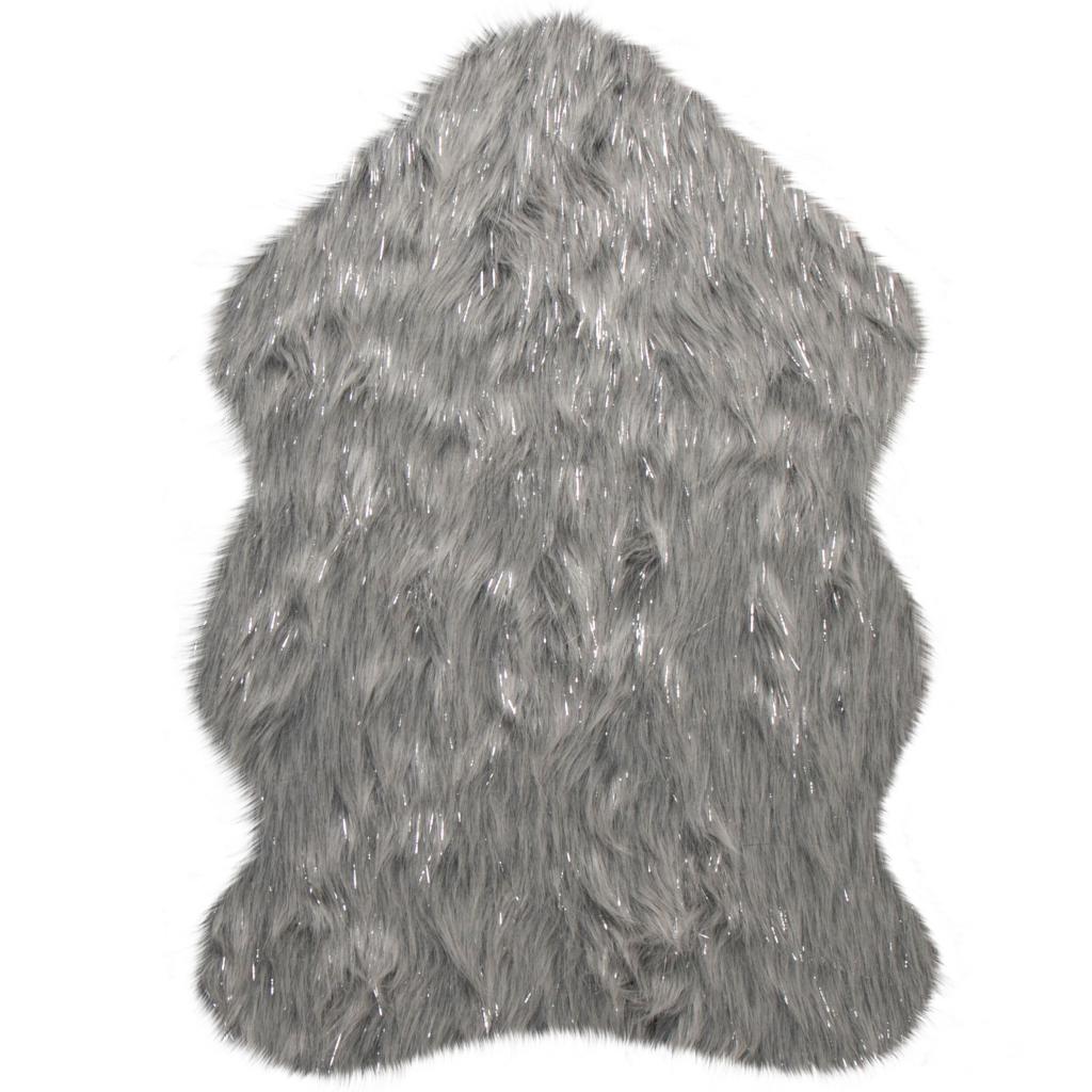 Aura Faux Fur Glacier Sparkly Sheepskin Animal Skin Shaped Rugs 60 x 90