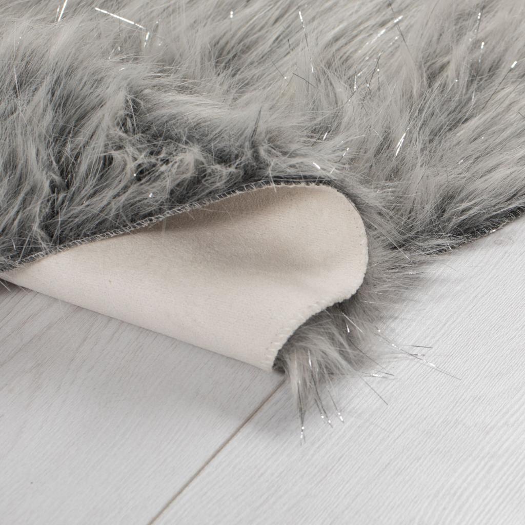Aura Faux Fur Glacier Sparkly Sheepskin Animal Skin Shaped Rugs 60 x 90
