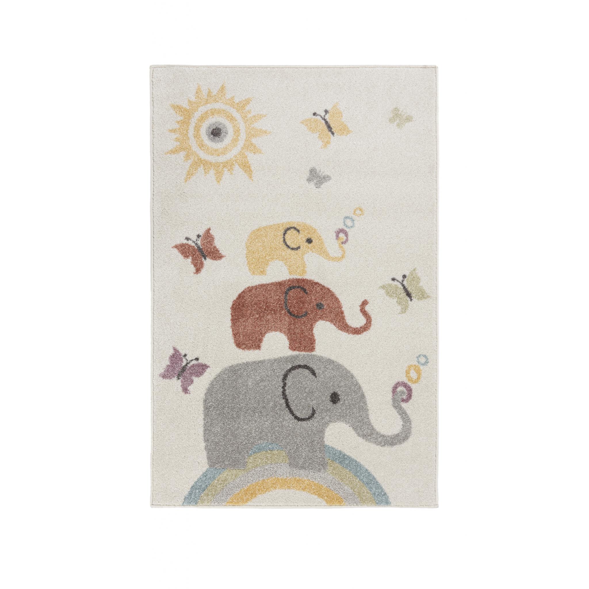 Bambino Elephants Baby Kids Cream/Multi Rug 80 x 120 cm (2'7''x5'6'')