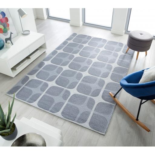 Zest Mesh Geometric Quality Rugs in Blush Pink and Grey
