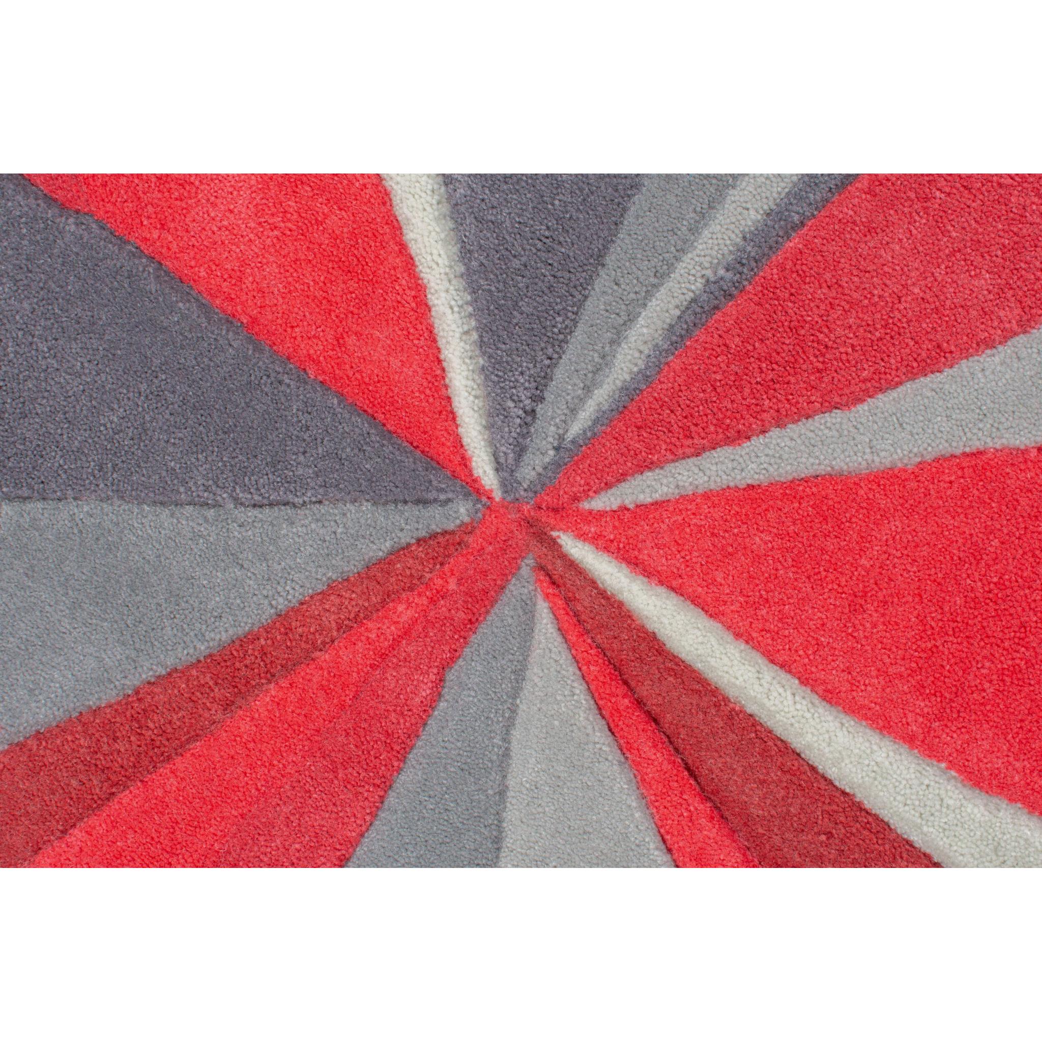 Tampa Daytona Heavy Weight Hand Carved Rug in Grey, Red, Ochre and Teal