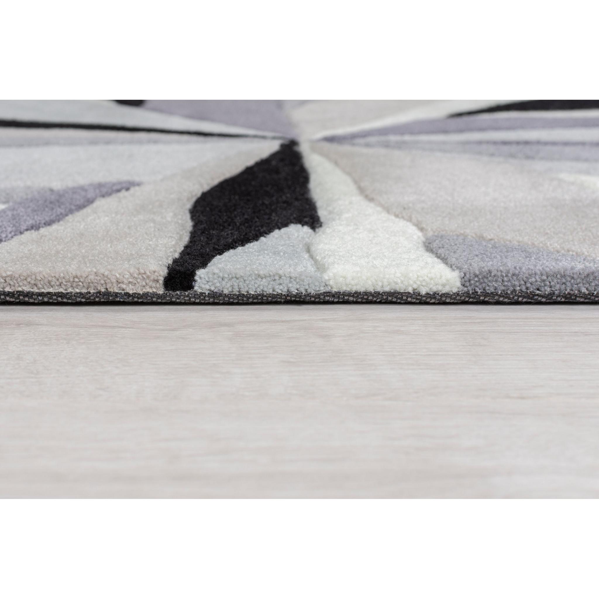 Tampa Daytona Heavy Weight Hand Carved Rug in Grey, Red, Ochre and Teal