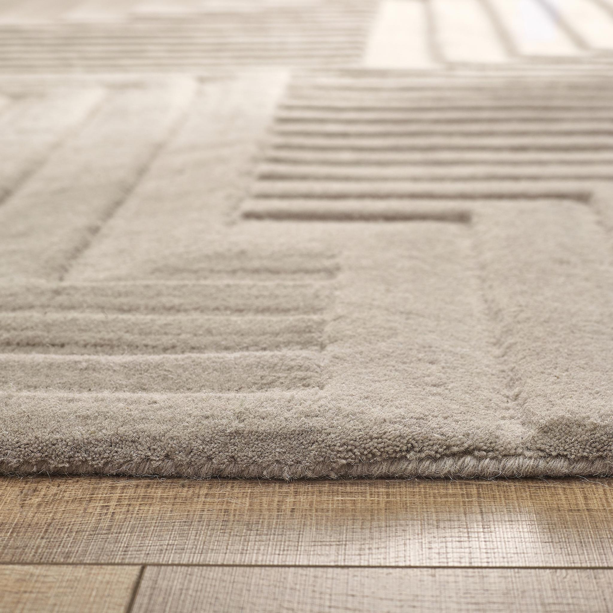 Modern Origins Linear 3D 100 Pure Wool Hand Tufted Rug in Ochre, Olive