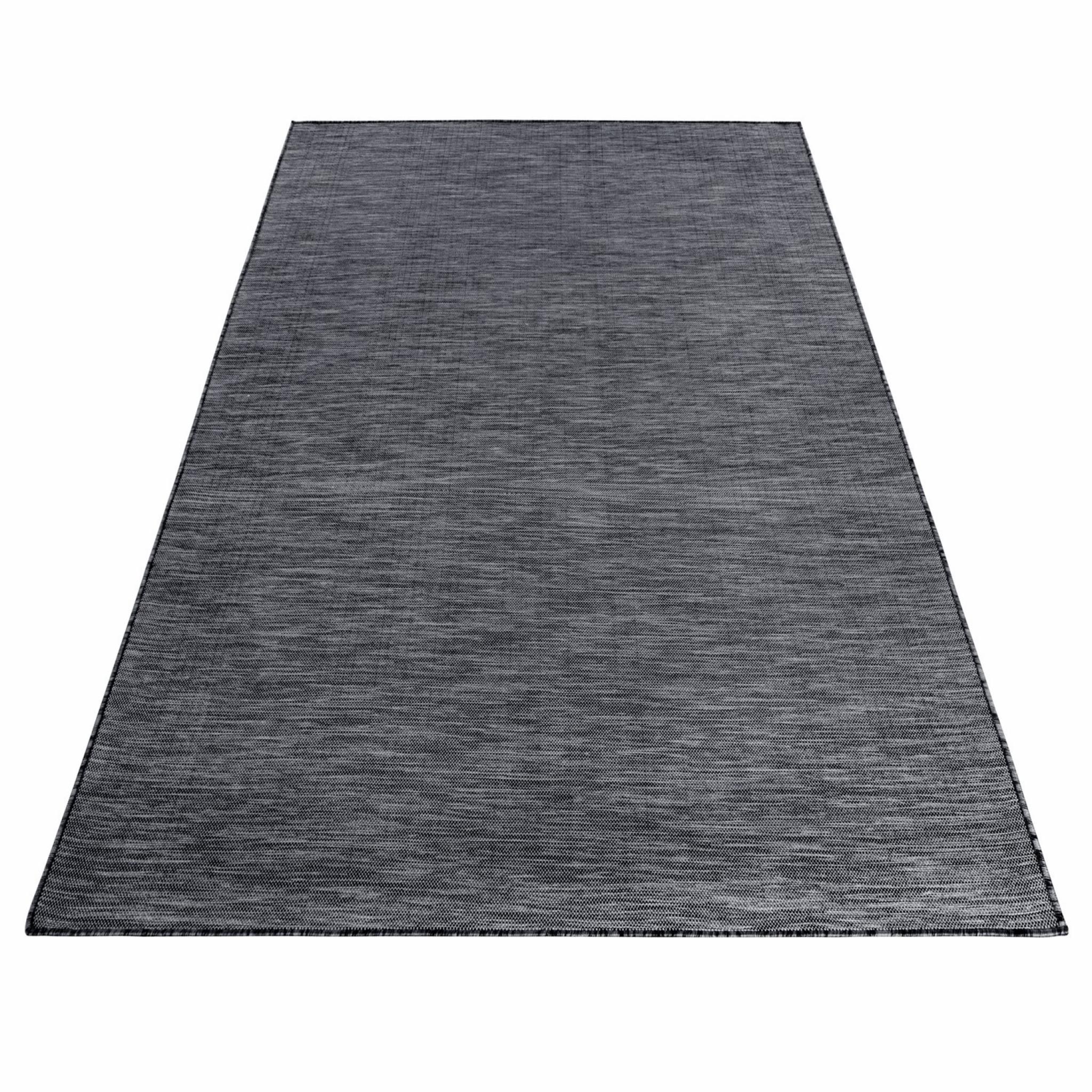 Mambo Modern Flatweave Outdoor and Indoor Rug in Anthracite, Black and ...