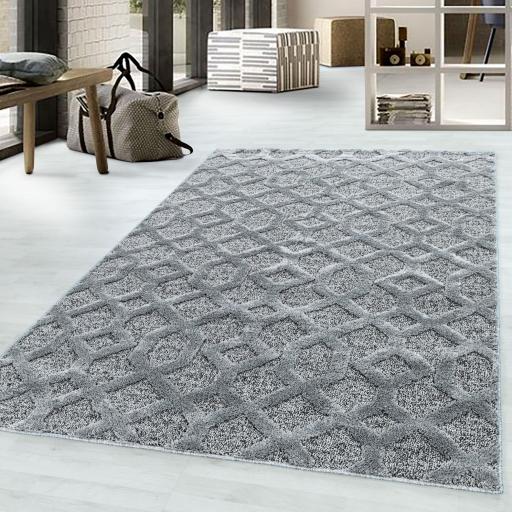Modern Pisa Stylish 3D Geometric Hand Tufted Soft Rug in Grey Various Sizes and Designs