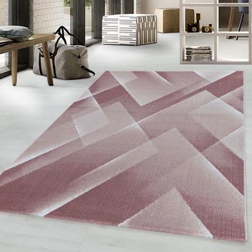 Costa Modern Graphic Design Rug in Black, Red, Brown and Pink