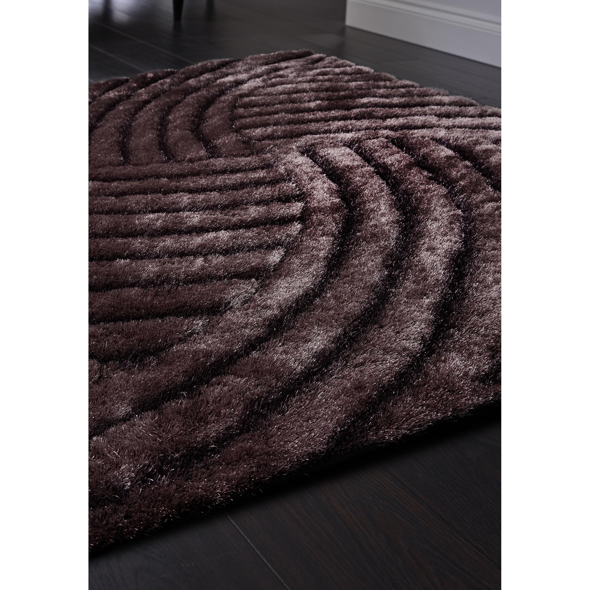 Dallas Hand Carved Soft Thick Pile Shaggy Rug in Mauve, Charcoal and