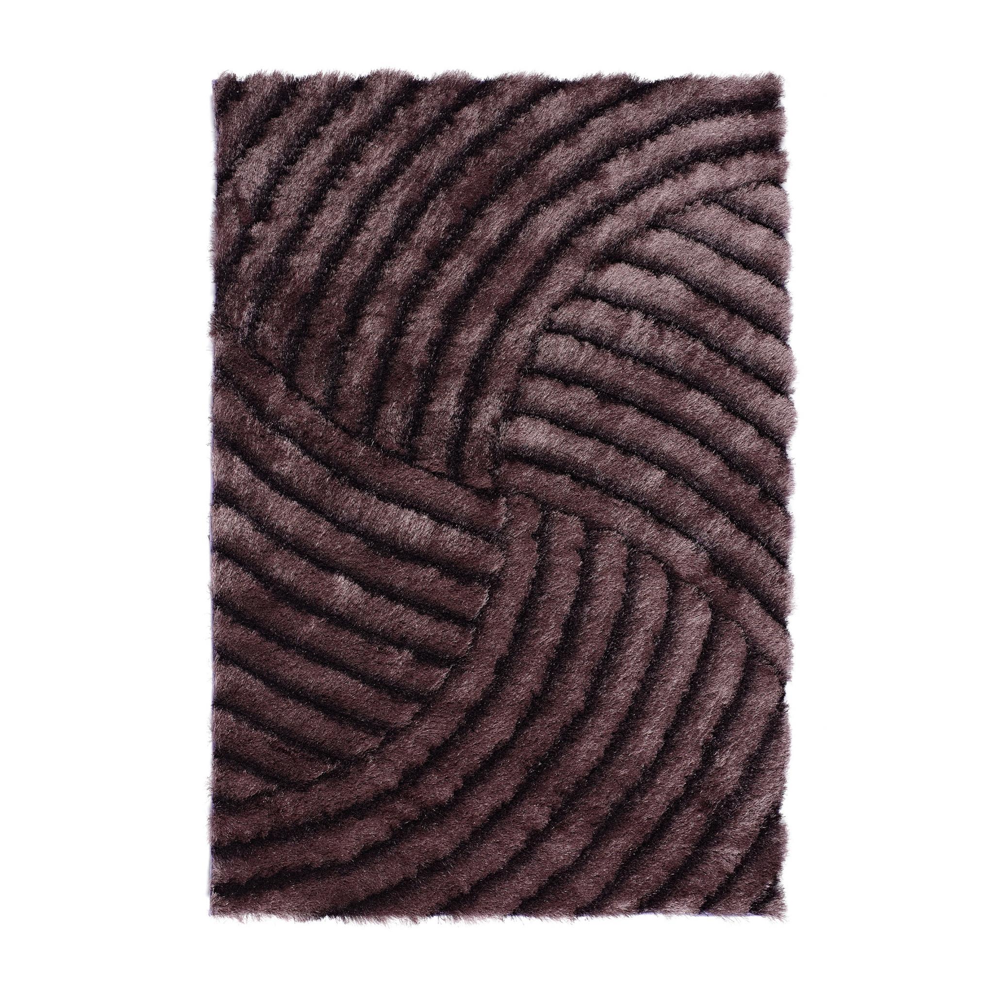 Dallas Hand Carved Soft Thick Pile Shaggy Rug in Mauve, Charcoal and