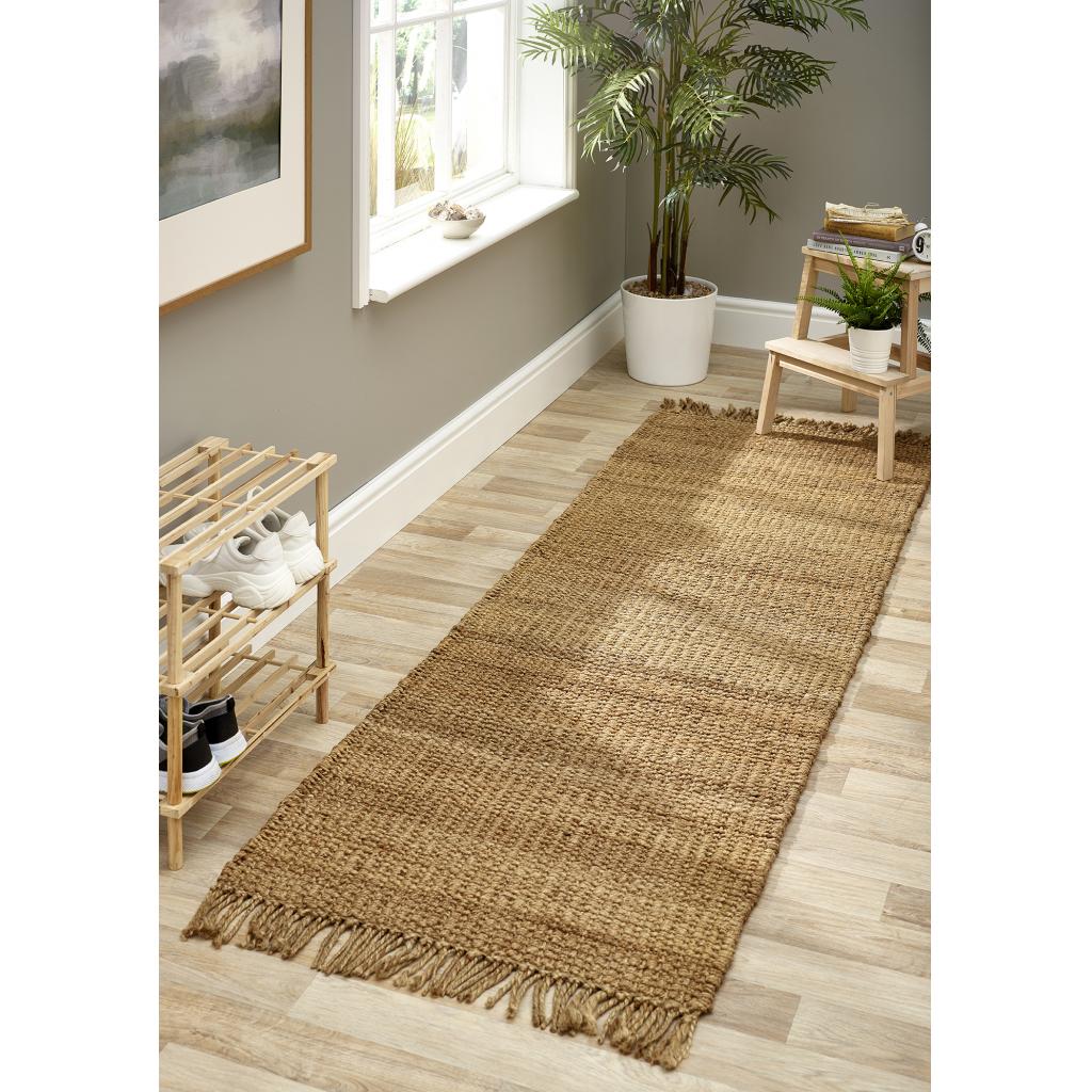Jute Ekstra Handmade Braid Stitched Wool Natural Rug Hallway Runner and