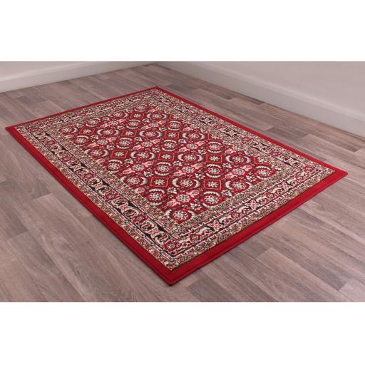 Traditional Poly Esta Bordered Rug Hallway Runner and Circle in Red