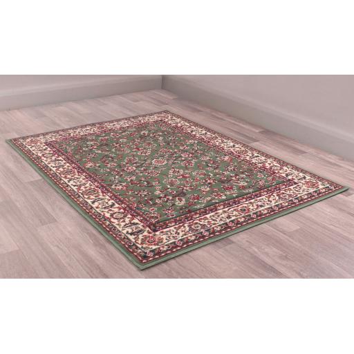 Traditional Coronation Floral Classic Rug Hallway and Round in Green