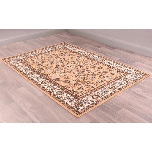 Traditional Coronation Floral Classic Rug Hallway and Round in Beige