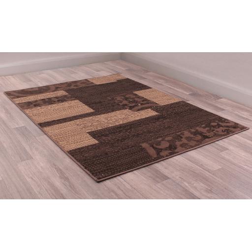 Patch Block Patchwork Design Rug in Chocolate