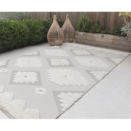 Monty Tribal Geometric Indoor Outdoor Rugs in Black Cream and Natural