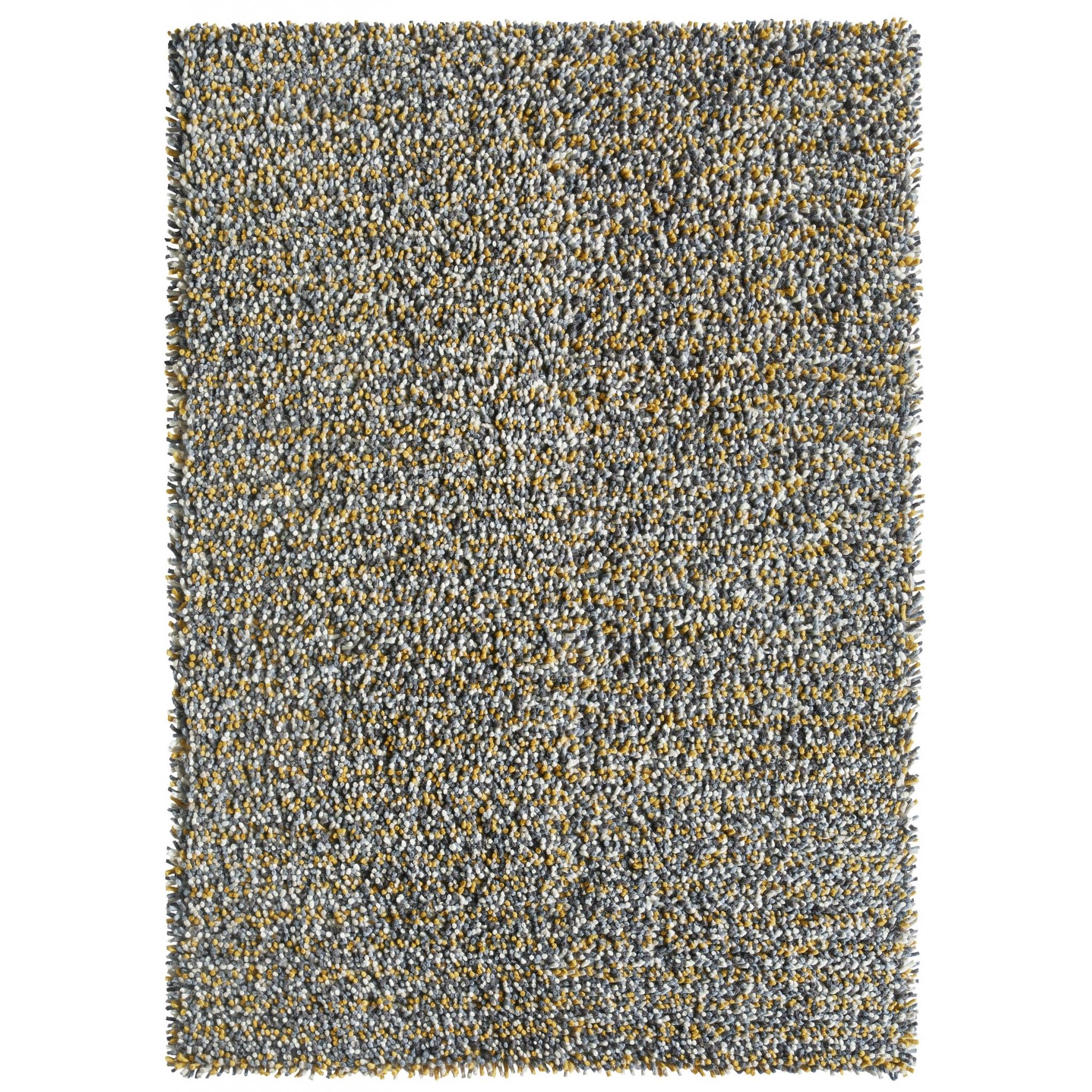 Rocks Shaggy Hand Woven Wool Long Pile Rugs in Grey, Ochre, Blue, Multi, Pastel and Natural