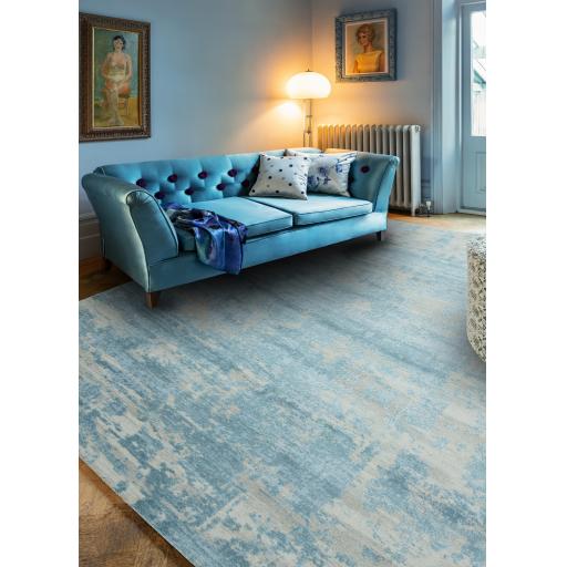 Astral Modern Abstract Distressed Marbled Rugs in Beige, Pink, Ochre, Blue, Silver and Terracotta