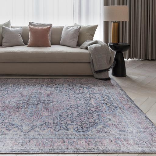 Kaya Rana KY11 Traditional Classic Medallion Persian Floral Flatweave Washable Rug in Red Blue