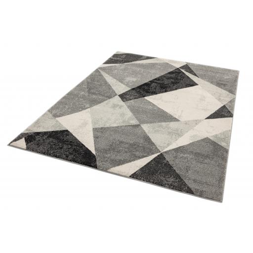 Nova Patio NV02 Geometric Triangles Modern Abstract Rug in Grey Black