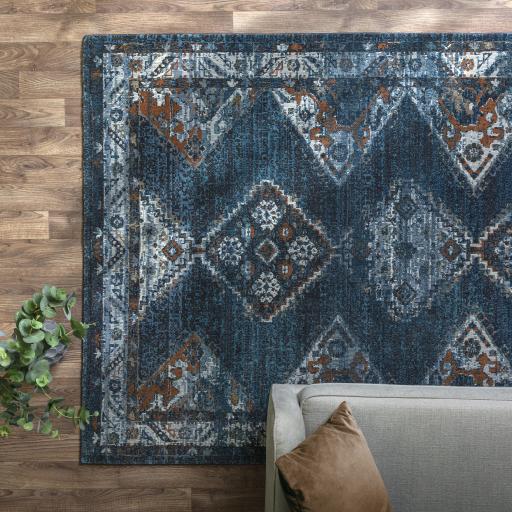 Zola Kian Traditional Persian Medallion Rug in Teal Blue