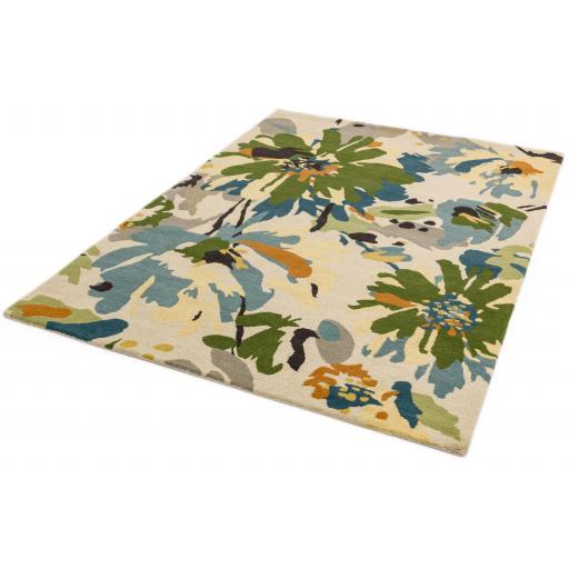 Reef Floral RF11 Hand Tufted Rug in Green Multi