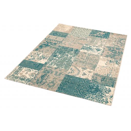 Revive Traditional Patchwork Rug in Ochre Yellow and Blue