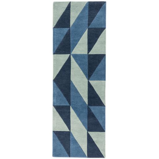 Reef Flag RF04 Geometric Pattern Hand Tufted Rug Hallway Runner in Blue