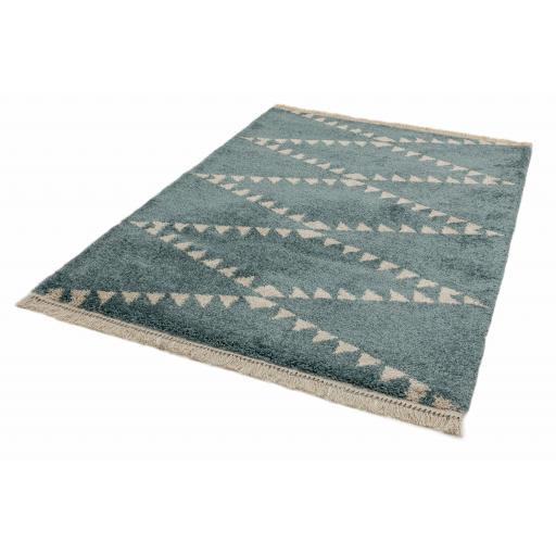 Rocco Moroccan Tribal Berber Shaggy Rug in Pink, Green, Cream, Charcoal, Mustard and Blue