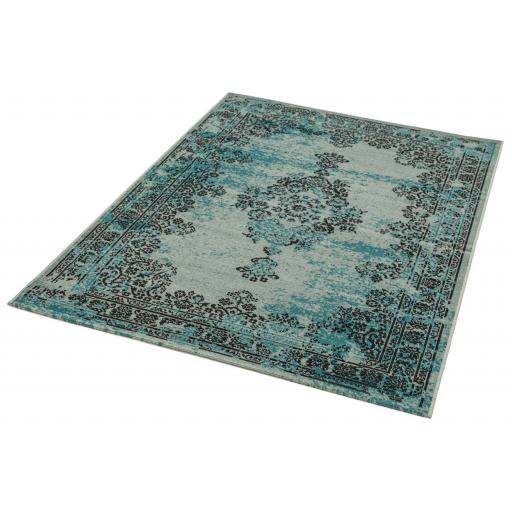 Revive Modern Traditional Vintage Medallion Rug in Grey, Charcoal and Blue