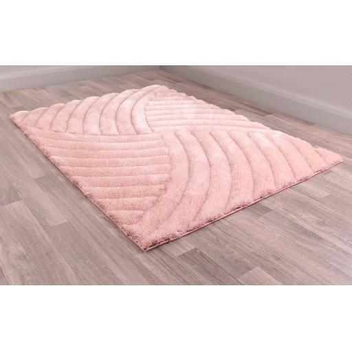 Modern 3D Carved Mumbai Soft Fluffy Shaggy Rug in Pink, Red, Chocolate, Natural and Grey