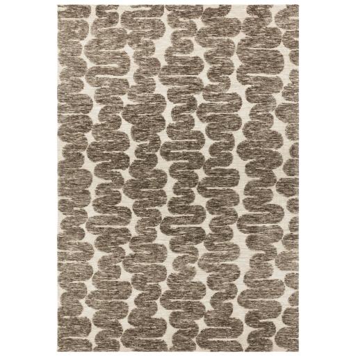 Mason Wave Modern Art Abstract Soft Sumptuous Rug in Brown Cream White