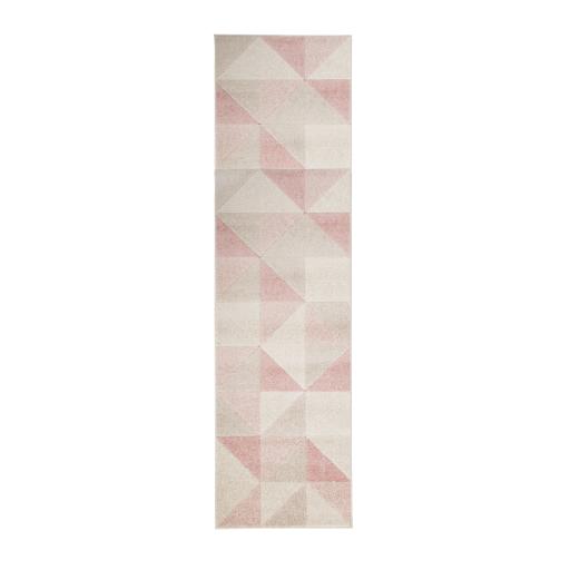 Urban Modern Geometric Patterned Grey Blush Pink Hallway Runner 60x200 cm