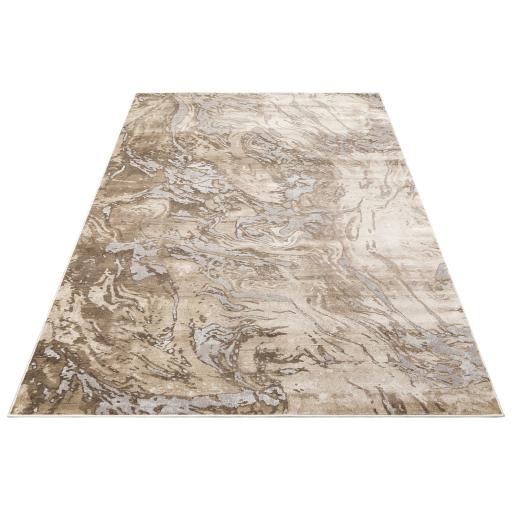 Pollo 107 Modern Abstract Marbled Taupe Grey Rug Runner by Consept Looms