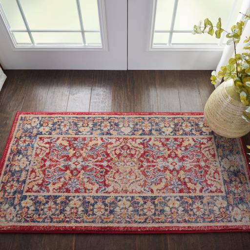 Nourison Ankara Vintage Antique Traditional Persian ANR02 Rug Runner Round in Red