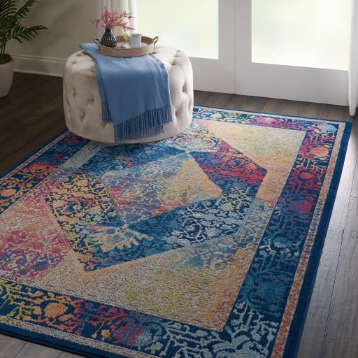Nourison Ankara Vintage Antique Traditional ANR04 Rug in Blue Multi Extra Large 239x300 cm