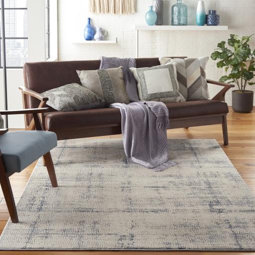 Rustic Textures RUS06 Modern Abstract Rug in Ivory Blue