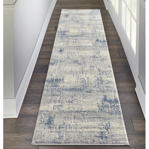 Rustic Textures RUS10 Modern Abstract Hallway Runner in Ivory Blue