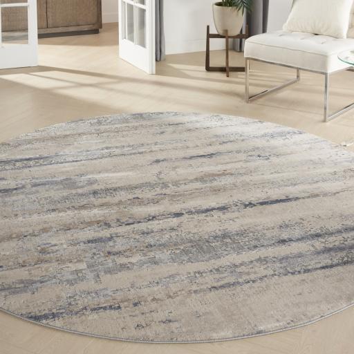 Rustic Textures RUS04 Modern Abstract Round Circle Rug in Beige Grey