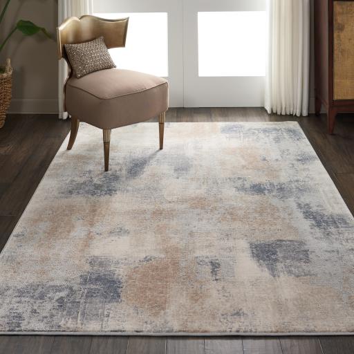 Rustic Textures RUS02 Modern Abstract Rug in Ivory Beige Grey