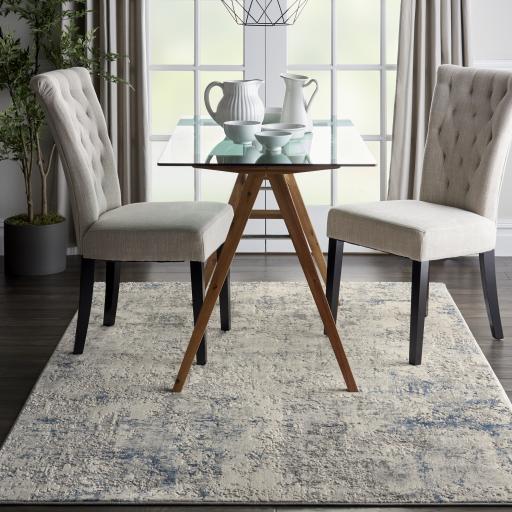 Rustic Textures RUS07 Modern Abstract Rug in Ivory Grey Blue