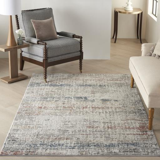 Rustic Textures RUS14 Modern Painterly Abstract Rug in Light Grey Multi