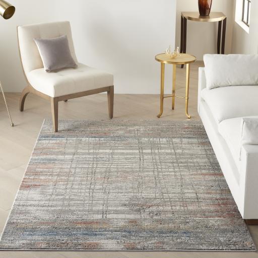 Rustic Textures RUS12 Modern Painterly Abstract Rug in Grey Multi Colours