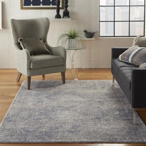 Rustic Textures RUS09 Modern Abstract Rug in Ivory Light Blue