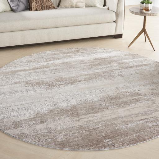 Rustic Textures RUS03 Modern Abstract Round Circle Rug in Beige