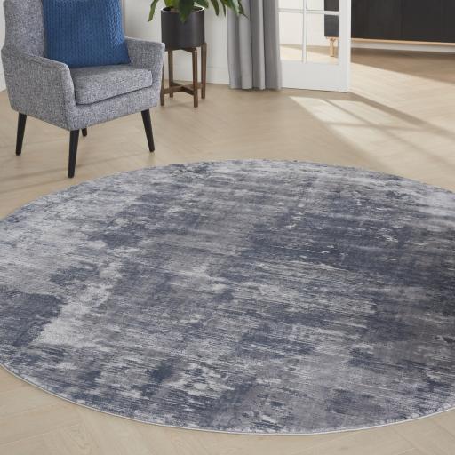Rustic Textures RUS05 Modern Abstract Circle Round Rug in Grey