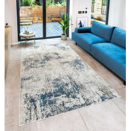 Rossa ROS03 Modern Abstract Rug in Blue