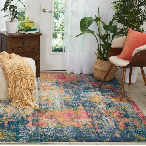 Celestial CES09 Modern Abstract Pictorial Blue Yellow Rug by Nourison