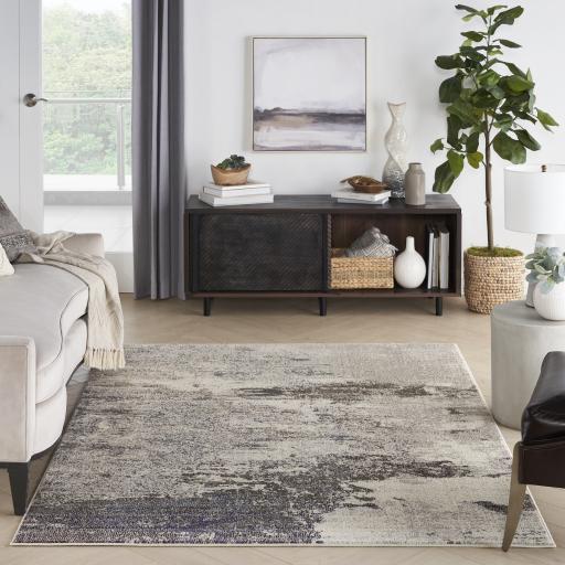 Celestial CES02 Modern Abstract Ivory Grey Rug by Nourison