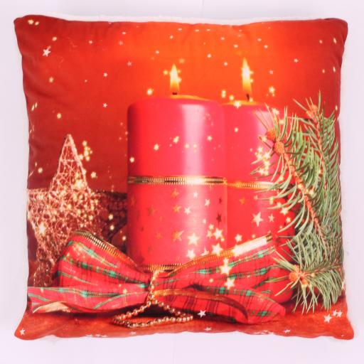 Christmas Cushion Festive Candle Soft Cushion 45x45 cm