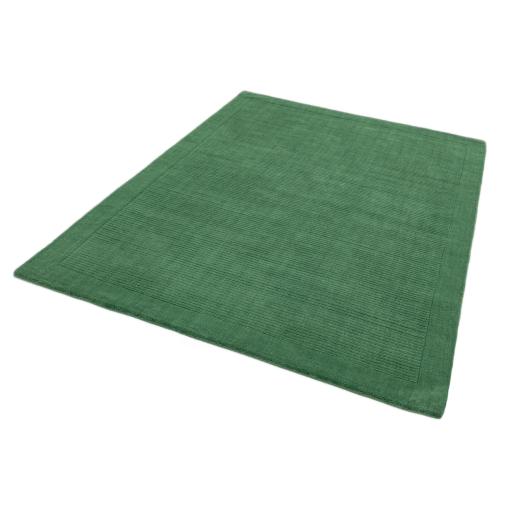 York 100% Wool Rug Hand Made Modern Plain Bordered Rug in Forest Green